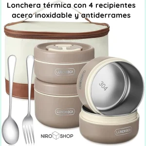 Lonchera térmica con 4 recipientes antiderrame