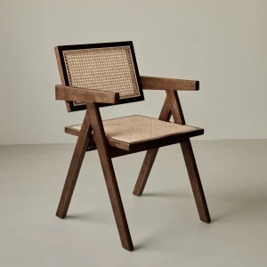 Silla de Comedor en Madera y Ratán con Reposabrazos Chiara Arms
