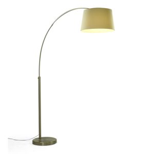 LAMPARA DE PIE (TIPO ARCO) NIQUEL (Pantalla blanca, negra o gris)