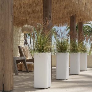 Jardinera alta rectangular con ruedas BROMELIA 28