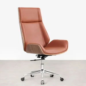 Silla de Escritorio de Piel y Madera Marvin