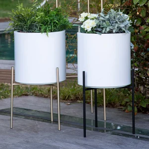 MACETERO DE PIE: SOPORTE LIFT + HORTENSIA 30 BLANCO