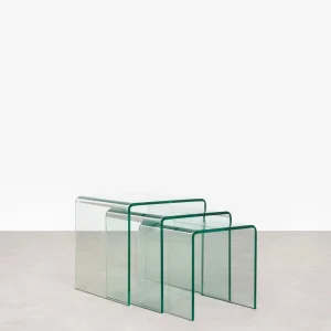 Set de Mesas Auxiliares de Cristal Templado Vulcano