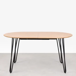 Mesa de Comedor Ovalada Extensible en Madera y Metal Karen (150-210 cm)