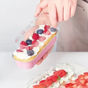 Molde Rosado Rectangular de Aluminio con Tapa