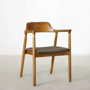 Silla de Comedor en Madera y Polipiel Olivia - Nogal Claro