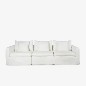 Sofá Modular Recto de Lino y Algodón 3 Plazas Stonem