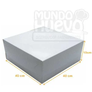 Caja de Cartón para Torta Base y Tapa 40 x 40 x 15 cm Blanca/Kraft